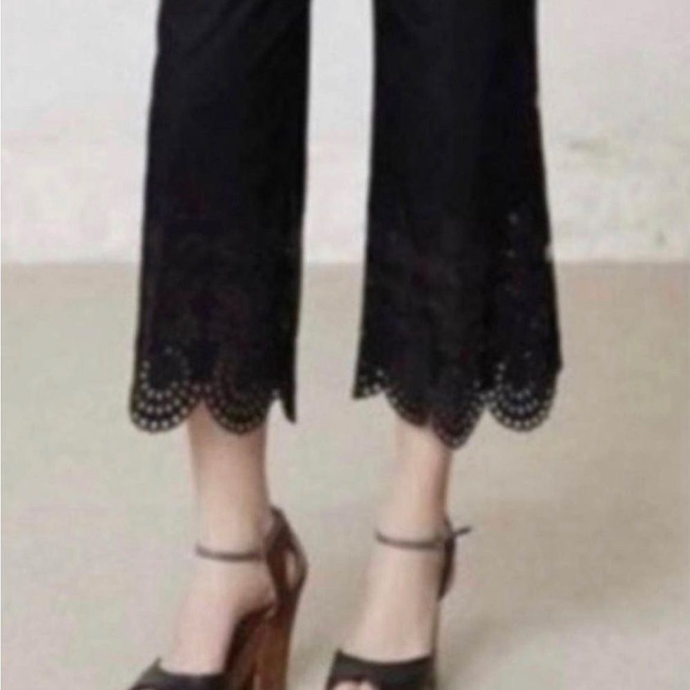 Anthropologie RARe blogger favorite elevensies laser cut lace cropped pants 6